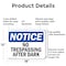 Signmission No Trespassing After Sunset OSHA Notice Sign, Aluminum, 18in W x 12in L, 2PK OS-2PACK-NS-A-1218-L-14907 - alternate 3